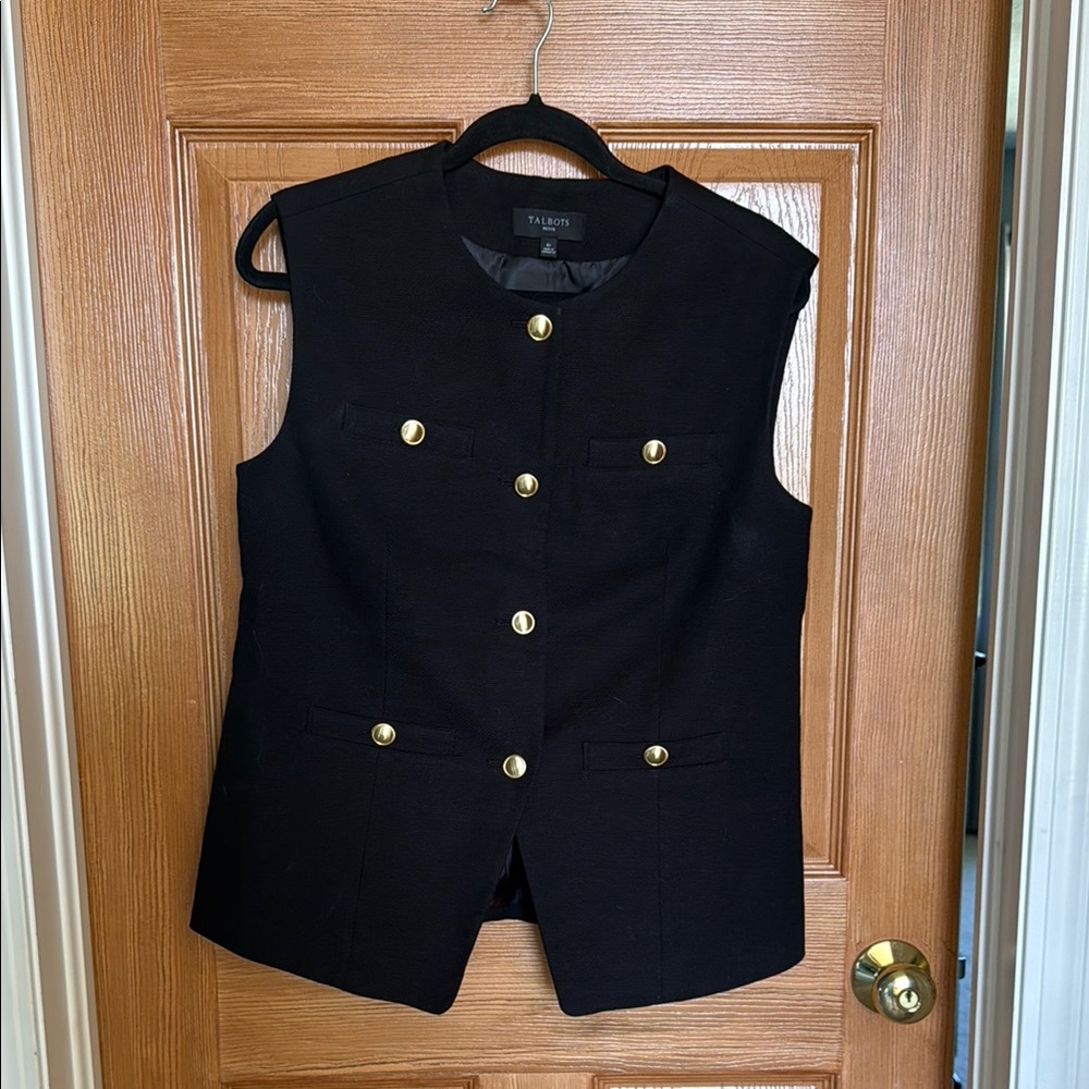 Talbots Sleeveless vest with Gold Buttons